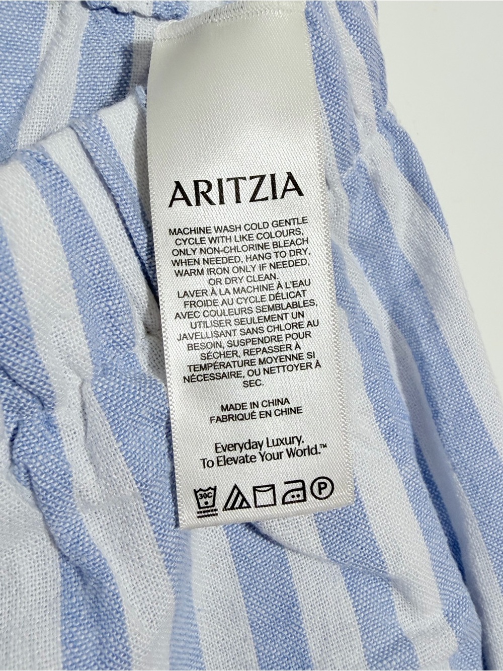 Aritzia Babaton Sontag Linen Wide Leg Pant S Blue Stripe Quiet Luxury - Picture 8 of 9